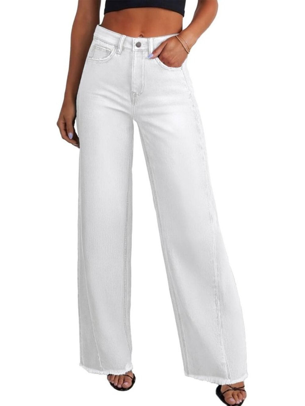 High-Waisted Wide Leg Jeans for Women | Stretchy Denim Pants, Casual Chic Style